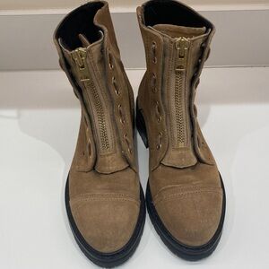 All Saints Tan Suede Combat Boots